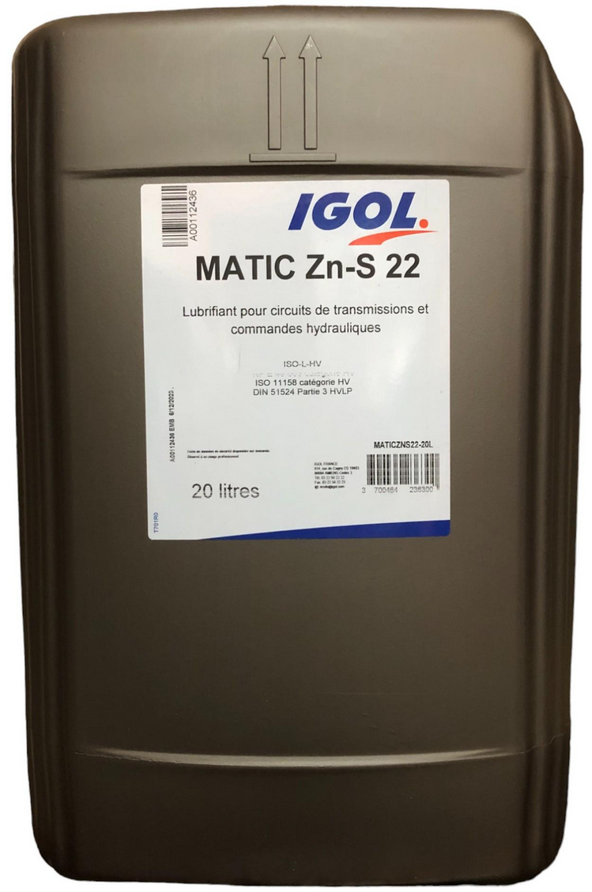 

Гидравлическо-трансмиссионное масло IGOL MATIC ZN-S 22, 20 л (MATICZNS22-20L)