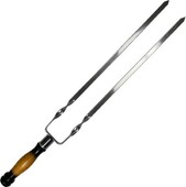 Шампур двойной Mzavod с деревянной ручкой, двухцветный (DBL-SHMP-black)