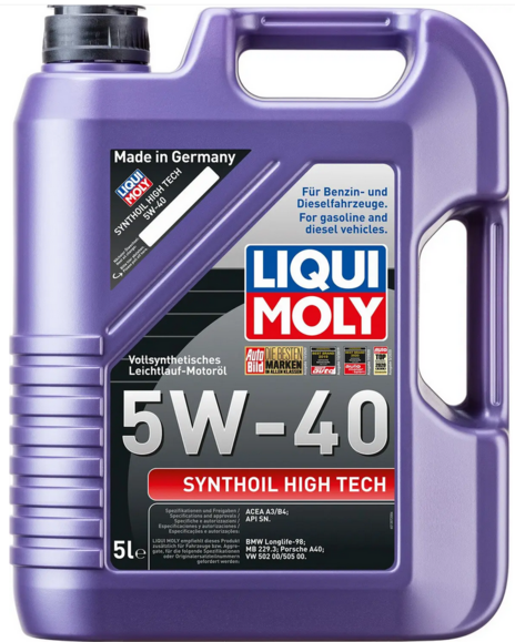 Синтетическое моторное масло LIQUI MOLY Synthoil High Tech SAE 5W-40, 5 л (1856)