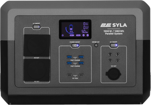 Портативна електростанція 2Е Syla, 1500 Вт, 1280 Вт/год, WiFi/BT, паралельне підключення, швидка зарядка (2E-PPS1512) фото 3