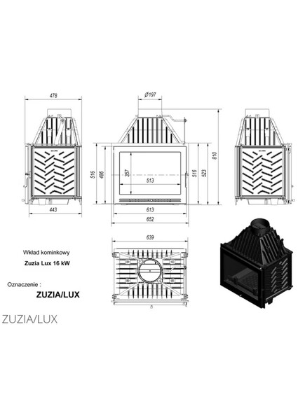 Каминная топка Kratki ZUZIA 16 LUX (ZUZIA/LUX) изображение 2