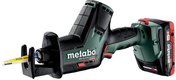 Акумуляторна шабельна пила Metabo SSE 18 LTX BL Compact LiHD 2x4.0 Ah (602366800)