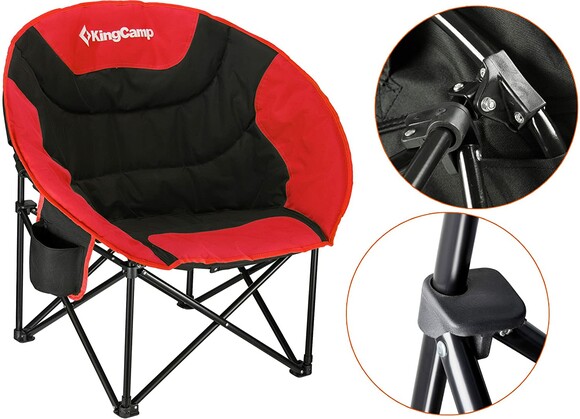 Розкладне крісло KingCamp Moon Leisure Chair Black/Red (KC3816 Black/Red) фото 6