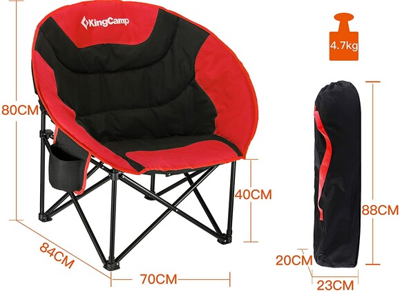 Раскладное кресло KingCamp Moon Leisure Chair Black/Red (KC3816 Black/Red) изображение 7