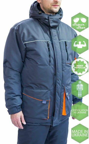 Куртка робоча утеплена Free Work Dexter сіра з помаранчевим р.48-50/5-6/M (56829) фото 7