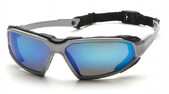 Защитные очки Pyramex Highlander Silver Ice Blue Mirror Anti-Fog зеркальные синие в серебристой оправе (2ХАИЛ-90)