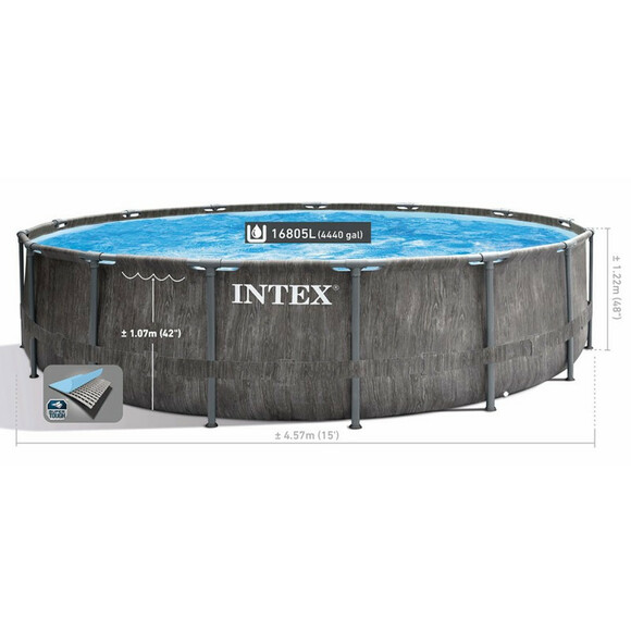 Каркасный бассейн Intex, 457х122 см (фильтр-насос 3785 л/час, лестница, тент, подстилка) (26742) изображение 10