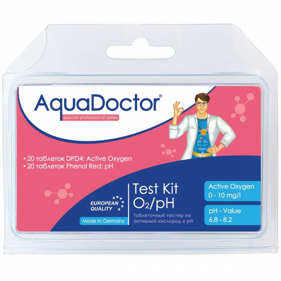 Тестер AquaDoctor Kit таблеточный pH и O2, 20 тестов, Германия (23543)
