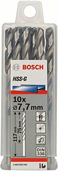 Сверло по металлу Bosch HSS-G 7.7х117 мм, 10 шт. (2608585505) изображение 2