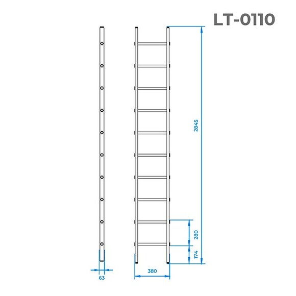 Лестница аллюминиевая приставная INTERTOOL 1х10 (LT-0110) изображение 2