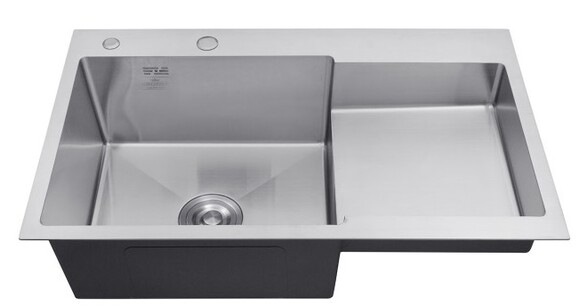 Кухонна мийка Kroner KRP Geburstet-7848LHM, 3.0/1.0 мм (CV030021) фото 2