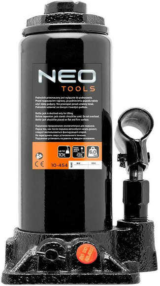 Домкрат Neo Tools, гидравлический бутылочный, 10 т, 230-456 мм (10-454)