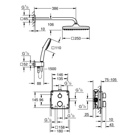 Душевая система термостатическая Grohe QuickFix Precision с Vitalio Comfort 250 348822430 (CV033718) изображение 4