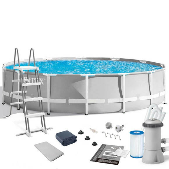 Каркасный бассейн Intex, 457x122 см (фильтр-насос 3785 л/час, лестница, тент, подстилка) (26726) изображение 2