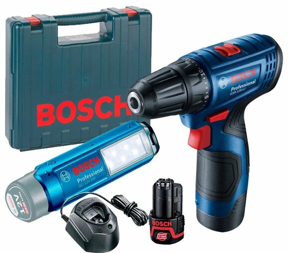 Аккумуляторный шуруповерт и фонарик Bosch GSR 120-LI + GLI 12V-300 (06019G8004) изображение 3