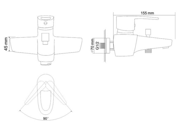 Смеситель для ванны RJ Boss RBZ077-3, хром, 40 мм изображение 2