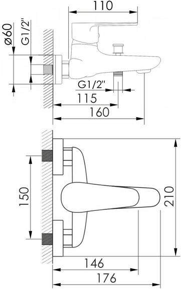 Смеситель для ванны Volle Trajan 1545.030101, 35 мм, cromo изображение 2