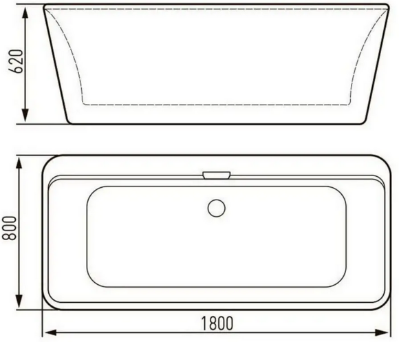 Ванна прямоугольная VOLLE 180х80 см, с сифоном (12-22-110black) изображение 2