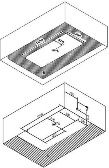 Ванна прямоугольная VOLLE 180х80 см, с сифоном (12-22-110black) изображение 3