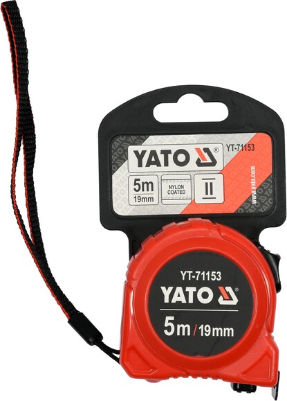 Рулетка Yato (YT-71153) 5 м x 19 мм, стальной лентой, нейлоновым покрытием, двойной блокировкой изображение 3