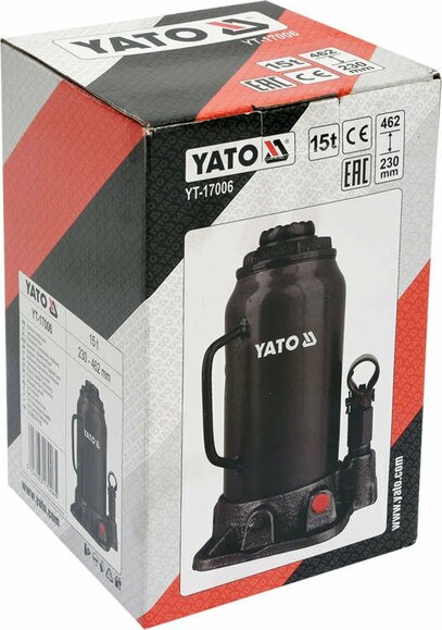 Домкрат гидравлический бутылочный Yato 15 т 230х462 мм (YT-17006) изображение 3