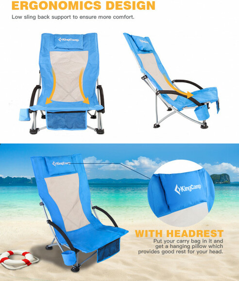 Розкладне крісло KingCamp High Backed Beach Chair (KC1901) Blue фото 3