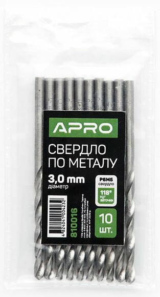Свердло по металу APRO P6M5 3.0 мм (810016) фото 3