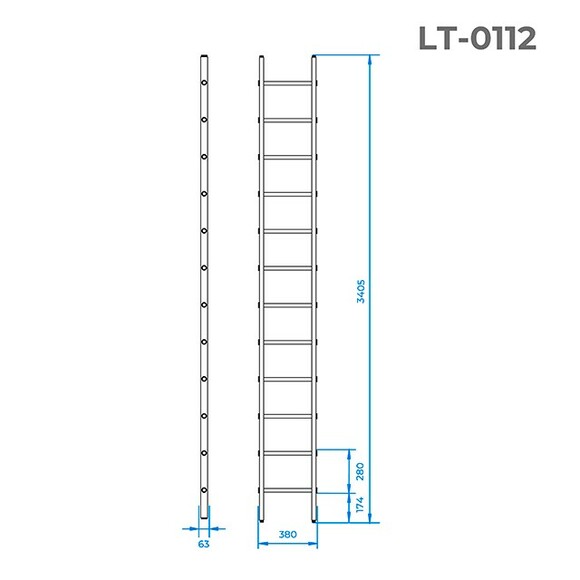 Лестница приставная аллюминиевая INTERTOOL 1х12 (LT-0112) изображение 2