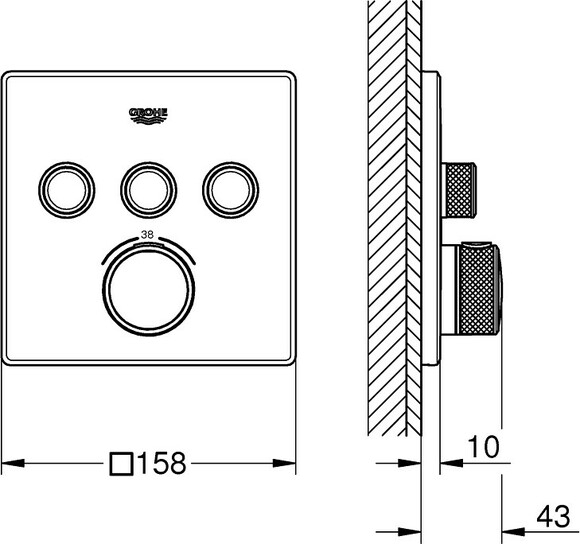 Змішувач термостатичний для ванни Grohe Grohtherm SmartControl, вбудовуваний на 3 вихода (58526) (29126000) фото 3