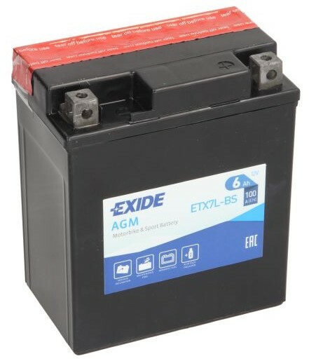 

Мото аккумулятор EXIDE YTX7L-BS 6 Ач, 100А