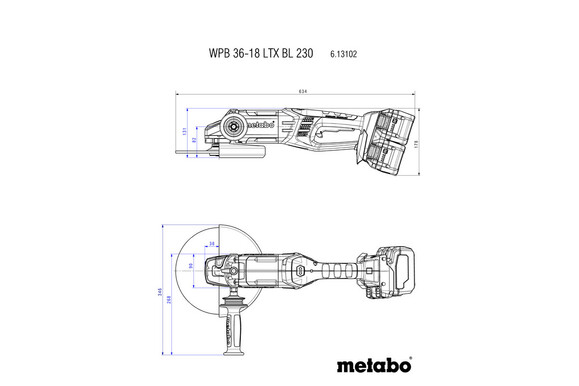 Кутова шліфувальна машина Metabo WPB 36-18 LTX BL 230 (613102810) фото 4