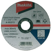 Диск відрізний по металу плоский Makita 125 мм (A-85313)