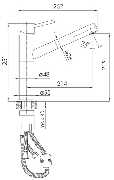 Смеситель для кухни IMPRESE Pivot LB, с выдвижным изливом, хром, 40 мм (f03408501AA) изображение 2