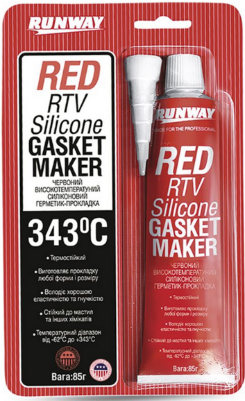Формувач прокладок RUNWAY Gasket Maker, силіконовий, червоний, 85 г (RW8500)