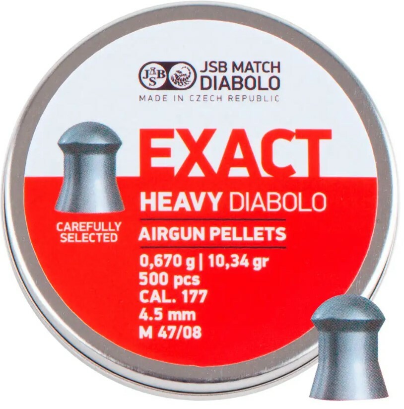 

Пули пневматические JSB Diabolo Exact Heavy, калибр 4.5 мм, 500 шт (1453.05.23)