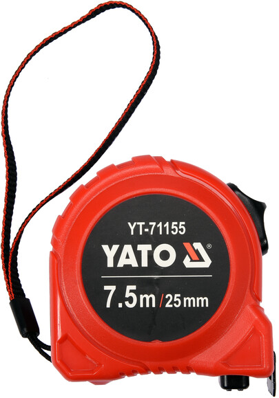 Рулетка Yato (YT-71155) 7.5 м x 25 мм, сталевий стрічкою, нейлоновим покриттям, подвійний блокуванням фото 2