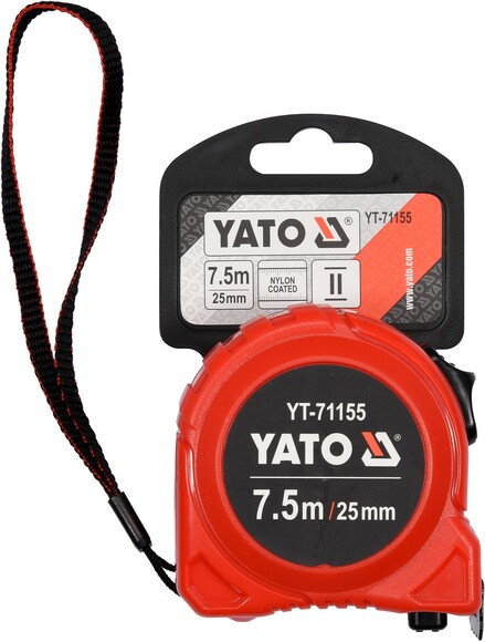 Рулетка Yato (YT-71155) 7.5 м x 25 мм, стальной лентой, нейлоновым покрытием, двойной блокировкой изображение 3