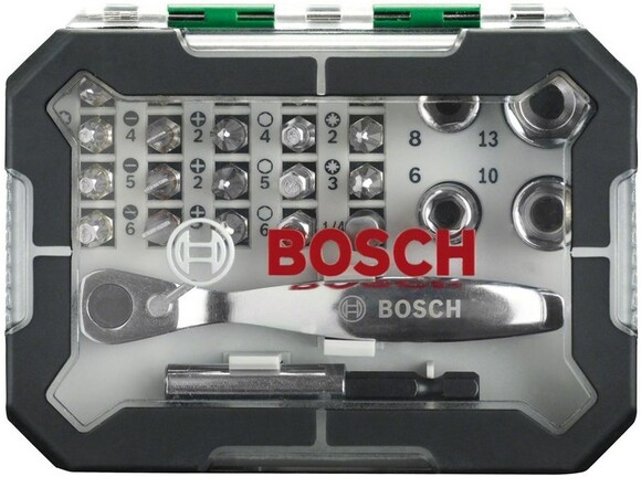 Набор бит Bosch Promobasket 27 шт. с трещеткой + угловая отвертка (2607017392) изображение 3