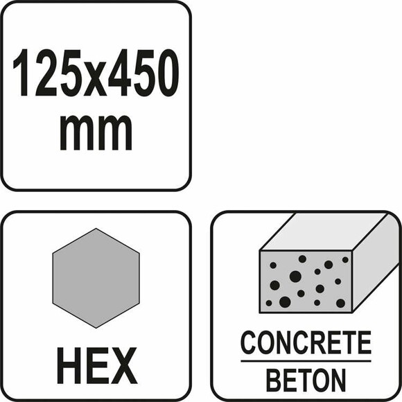 Долото плоское Yato HEX 450х125 мм (YT-47372) изображение 4