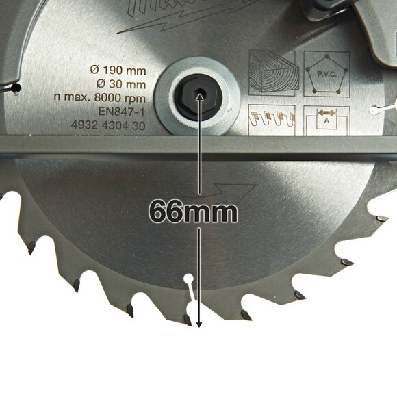 Пила дисковая ручная аккумуляторная Milwaukee M18 CCS66-0X ?190 мм (4933459395) без АКБ и ЗУ изображение 3