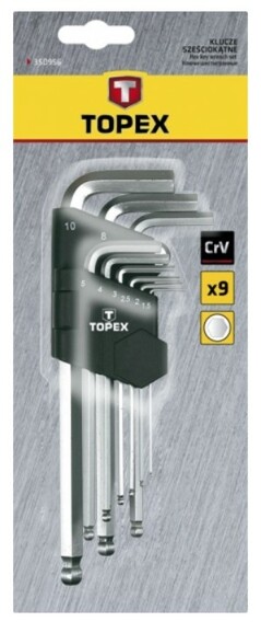 Ключи шестигранные, 9 шт. TOPEX (35D957) изображение 2