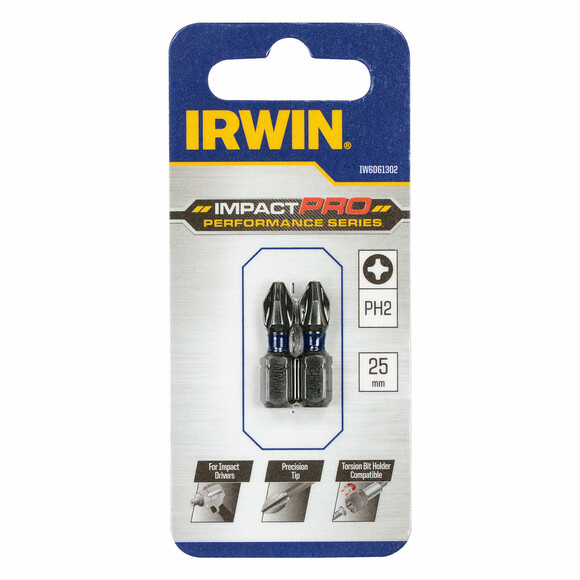 Биты Irwin Impact Pro Perf 25мм PH2 2шт (IW6061302)