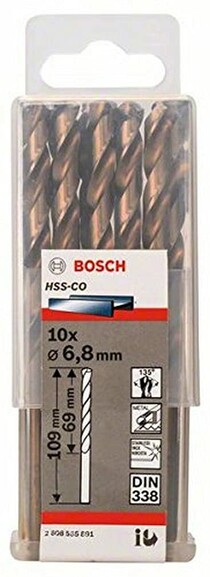 Свердло по металу Bosch HSS-CO 6.8х109 мм, 10 шт. (2608585891) фото 2