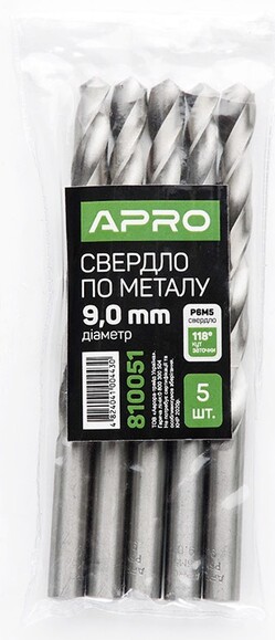 Сверло по металлу APRO P6M5 9.0 мм (810051)  изображение 3