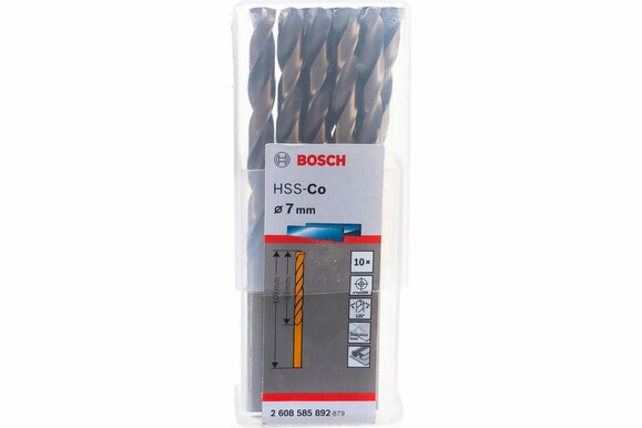 Сверло по металлу Bosch HSS-CO 7х109 мм, 10 шт. (2608585892) изображение 3