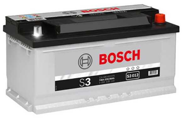 Автомобильный аккумулятор Bosch S3 12В, 88 Ач, 740 A (0092S30120)