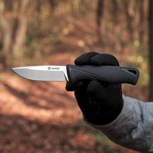 Нож Ganzo G807-BK, черный с ножнами изображение 5