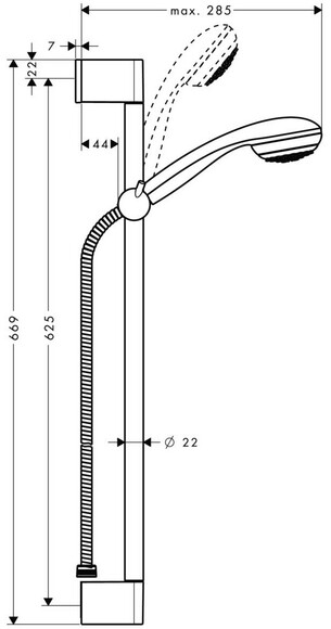 Душевой набор HANSGROHE Crometta 1jet/Unica, со штангой (27728000) изображение 2