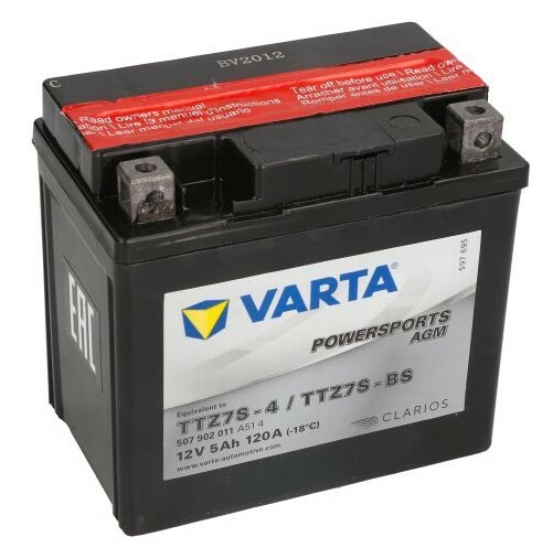 

Мото акумулятор Varta TTZ7S-BS FUN 12В 5Аh 120А R+