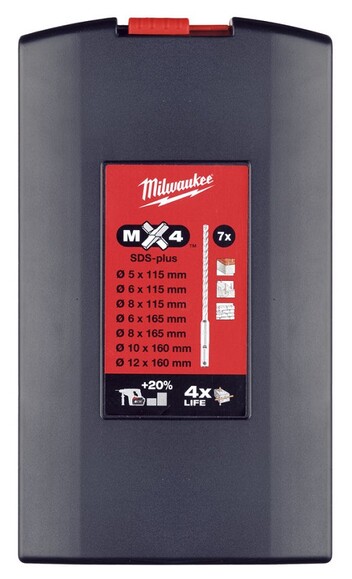 Набір бурів Milwaukee SDS Plus MX4 7 шт. (4932451464) фото 2